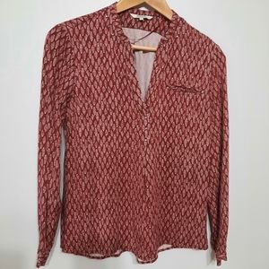 Sandwich Long Sleeve Red and White Blouse